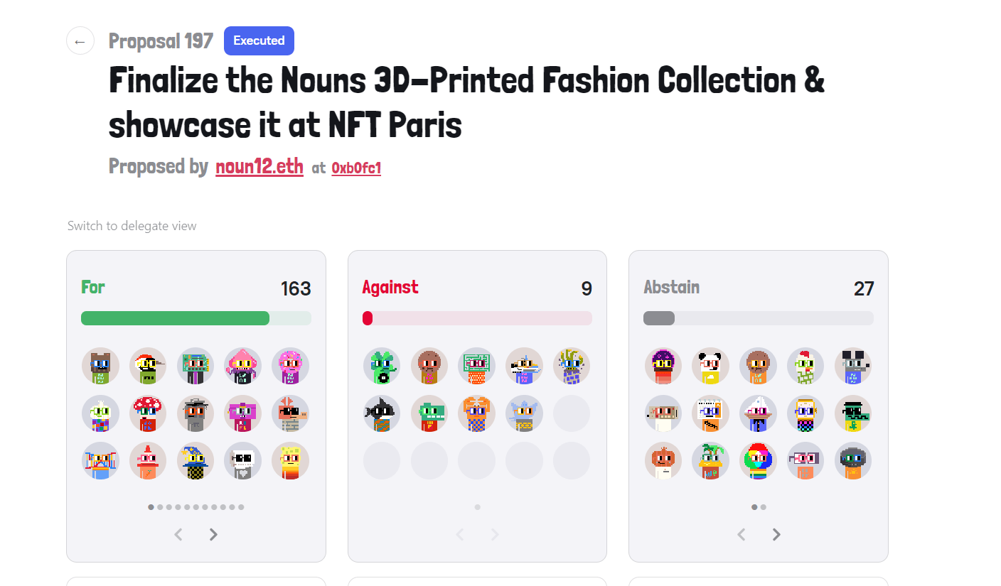 Danit Peleg Gets $140k for her 3D-Printed Fashion based on Nouns at NFT Paris Conference